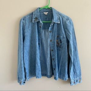 vintage moose embroidered jean jacket